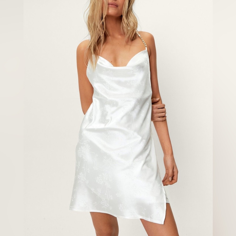 Nasty Gal Satin Jacquard Chain Strap Mini Dress